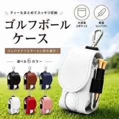 ゴルフボールケース【ホワイト】ティー収納付き コンパクト 軽量 カラビナ付のサムネイル