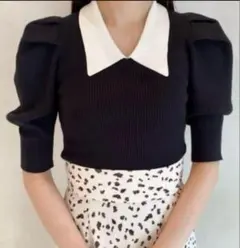 スナイデル　コントラストスリーブニットプルオーバー