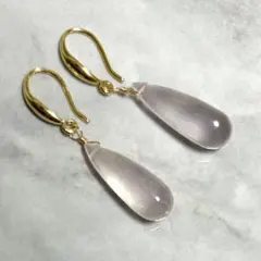 【ピンク】 ハンドメイド ピアス イヤリング 天然石 ローズクォーツ