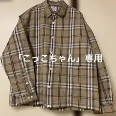 coen チェック柄 長袖シャツ ベージュ系