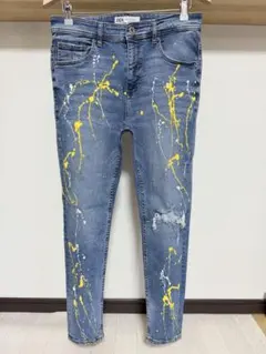 伸縮性強め ペイント ZARA MAN ストライプ ストレッチ デニム
