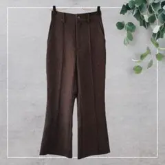 【ラフナット】ウールライクスラックスパンツ(L)フレア　サンタープレス　Wゴム