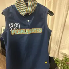 美品PEARLY GATES ノースリーブ ポロシャツ ネイビー - メルカリ