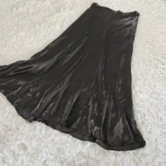 ZARA ザラ フレア スカート ロング ブラック S ダークグレー チャコール