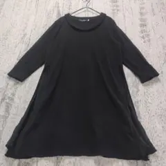 a053　ココディール　サイド異素材 ニット ワンピース　1　ブラック　春秋のサムネイル