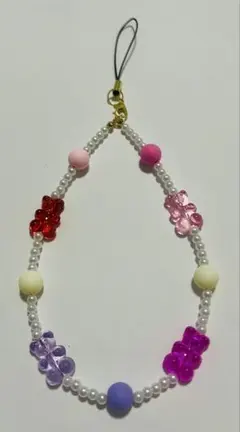 ハリボー風グミ　ビーズ携帯ストラップ 約20cm 新品、未使用