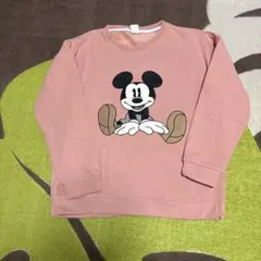 ミッキーマウス プリント 長袖トレーナー ピンク