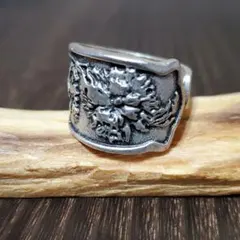 ★フラワーシルバーリング★花彫刻 ワイドリング★メキシカン★ボヘミアン★新品★