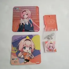 周央サンゴ にじさんじ　極楽湯　コースターとトレーディング銭湯錠風キーホルダー