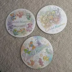 ディズニーダッフィーフレンズ 20周年カラフルハピネスコースター3枚セット