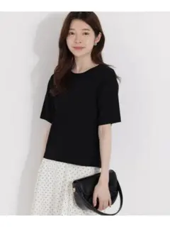 プロポーションボディドレッシング　半袖サマーニット　ブラック