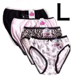 レディースショーツLまとめ売り 　　　薄ピンク×ブラック 　　4枚セット