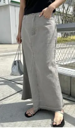 デニムツイル切替マーメイドスカート　グレーLサイズ