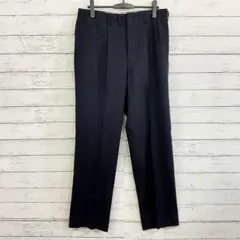 古着✨【F】ズボン パンツ スラックス シンプル ストレート ネイビー