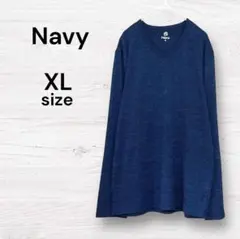 Navy ネイビー 長袖ニット 薄手 紺 XL 長袖セーター Vネック インナー