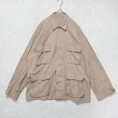 ミリタリージャケット ブルゾン ベージュ コットン100％ 薄手 オーバーサイズ
