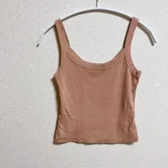 リブ編みベージュキャミソール