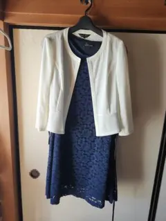 ネイビー レース ドレスとジャケットセット