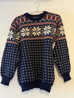 L.L.Bean ノルディック柄セーター 長袖 ネイビー