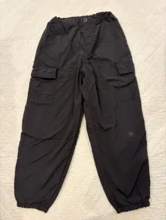 150cm GU キッズ カーゴパンツ ブラック 裏起毛 裾ゴム