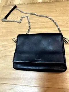 黒 羊レザー ショルダーバッグ フラップ付き　美品❗️