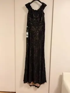 タダシショージ フラワー レース 切り替え ドレス ドット チュール S