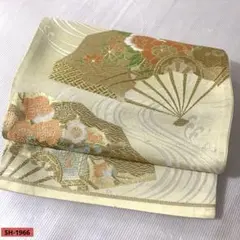白地 金糸 扇面 菊 華紋 袋帯 - メルカリ