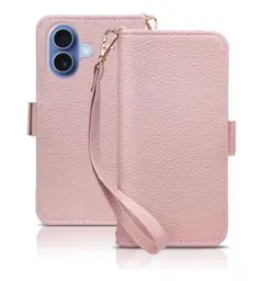 iPhone 17 ケース 手帳型 PUレザー TPU アプリコットピンク388
