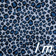 1m×幅112cm●布 豹柄 ヒョウ レオパード ツイル サックス ブルー