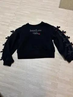JenniLove 黒 袖リボン付きトレーナー