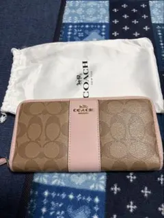COACH 長財布 ベージュ/ピンク