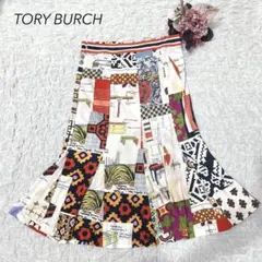 TORYBURCH トリーバーチ 総柄 スカート 膝下 パッチワーク風 Sサイズのサムネイル