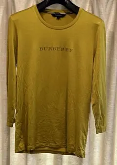 【絹93%】バーバリーロンドン カットソー ロゴプリント マスタード サイズ2
