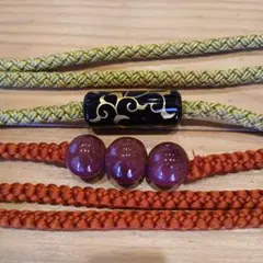 飾り付き帯締め2本(赤&黄緑)