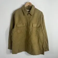 90s PERRY ELLISリネン混シャツarchiveミリタリーワーク系XLのサムネイル