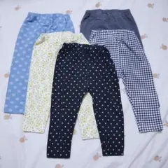 ユニクロ　レギンス10分丈　 80 水玉・花柄・チェック　黒　青