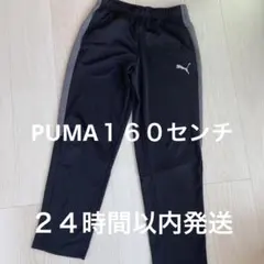 PUMA ブラック ロングパンツ サイドストライプ　160センチ