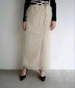 【新品】Acka. fringe slit skirt size２ M