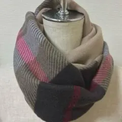お得❤️チェック❤️ミルクティー　ベージュ　フリース　スヌード　マフラー