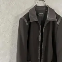 DANA BUCHMAN ジャケット　ボタンレス　アースカラー　レザー　LO24