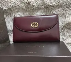 GUCCI グッチ 長財布 革 レザー 赤 ワインレッド 181593 収納力 - メルカリ