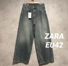 名作 ZARA スーパーバギーフィットジーンズ USA 28 グレーブラウン 