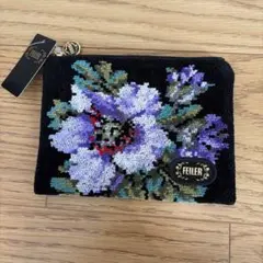 新品 FEILER フェイラー 花柄ポーチ 黒 タオル地