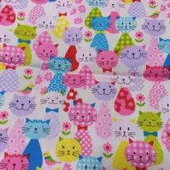 新品★猫柄綿プリント生地　廃盤品　平成レトロ
