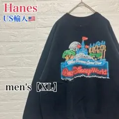 ●F901【US輸入】ディズニー スウェットシャツ ブラック系 メンズ【XL】