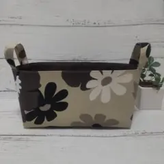 布バスケット　収納　ボックス　ハンドメイド　エミリー　花柄　ランプブラック