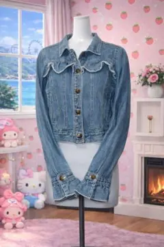 LIZ LISA／フリル／リボンポケットバックレースアップデニムジャケット管Z3