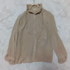 古着 ROBDY エレガント ハイネック 長袖ブラウス ベージュ L（志）