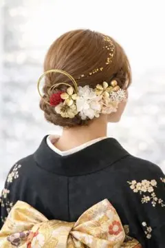 成人式 結婚式 卒業式 髪飾り ヘッドパーツ 水引 ドライフラワー 振袖