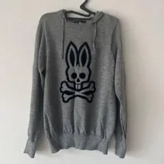 Psycho Bunny ウール100% ニットパーカー グレーのサムネイル